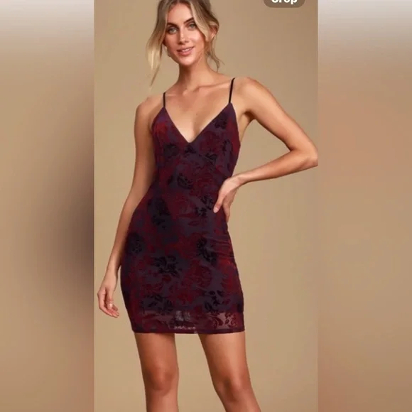 Privy Burgundy and Purple Floral Slip Dress - Picture 1 of 7